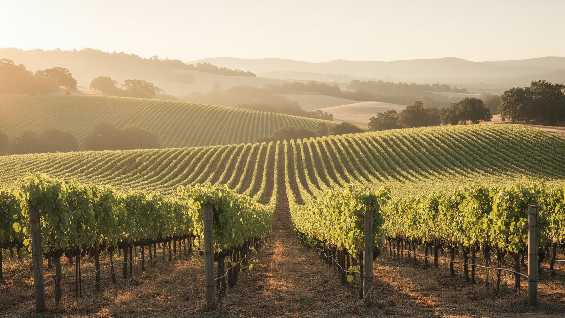 Sonoma vineyard at golden hour